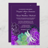 Moderne Lila Hochzeitsfeier der Libellen Einladung (Vorne/Hinten)