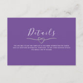 Moderne Lila Hochzeitskarte Begleitkarte (Vorderseite)
