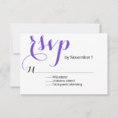 Moderne Lila Hochzeitskarte RSVP Karte (Vorderseite)