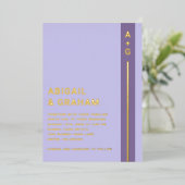 Moderne Lila Hochzeitsreise Folieneinladung (Stehend vorne)