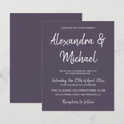 Moderne lila Hochzeitsreise mit Pflaume (Vorne/Hinten)