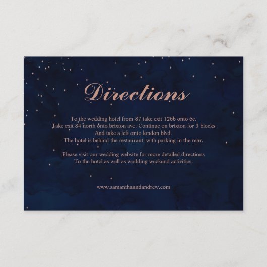 Moderne lila Hochzeitsrichtung Begleitkarte (Rückseite)