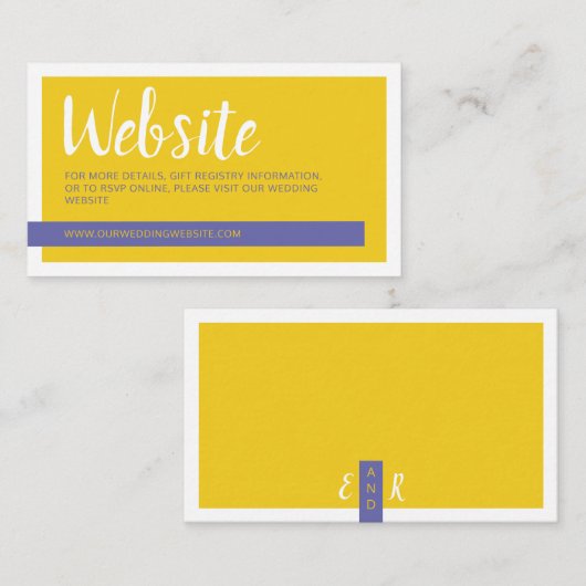 Moderne lila Hochzeitswebsite Begleitkarte (Vorne/Hinten)