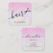 Moderne, lila Holografie Quadratische Visitenkarte (Vorne/Hinten)