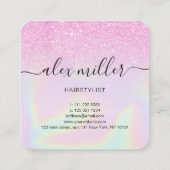 Moderne, lila Holografie Quadratische Visitenkarte (Rückseite)