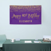 Moderne Lila Imitate Gold Glitzer 40. Geburtstag Banner (Messeveranstaltung)