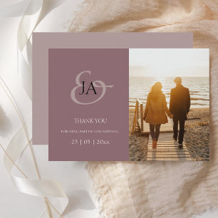 Moderne Lila Initials Foto Hochzeit Vielen Dank