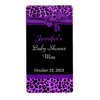 Moderne Lila Jaguar Print Event Wine Labels