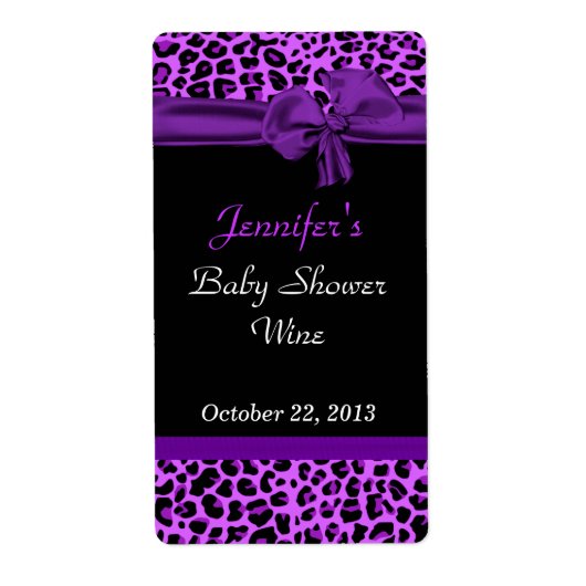 Moderne Lila Jaguar Print Event Wine Labels (Vorne)