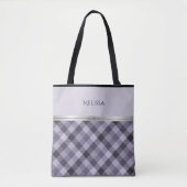 Moderne lila karierte Boutique-Tasche Tasche (Vorderseite)