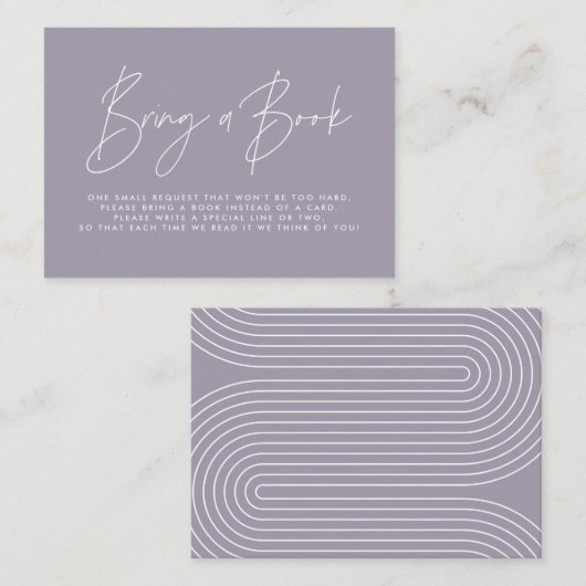 Moderne lila Kinderdusche bringt Buch Mitteilungskarte (Vorne/Hinten)