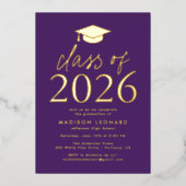 Moderne Lila Klasse der Graduierungspartei 2025 Folieneinladung (Vorderseite)