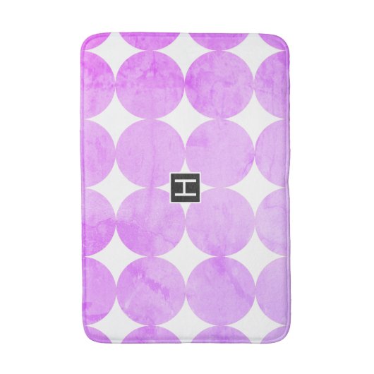 Moderne Lila Kreise | Monogramm Badematte (Vorderseite Vertikal)