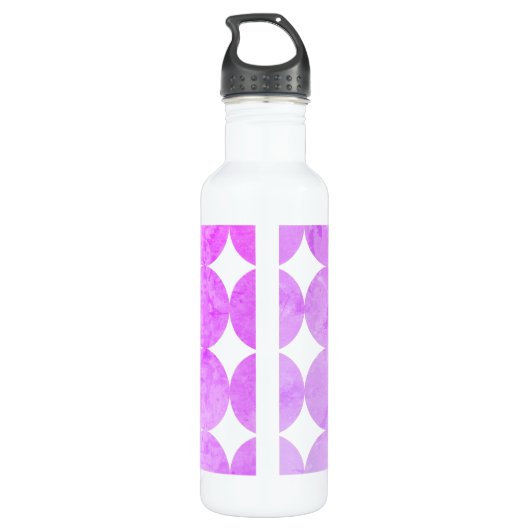 Moderne Lila Kreise | Monogramm Edelstahlflasche (Rückseite)