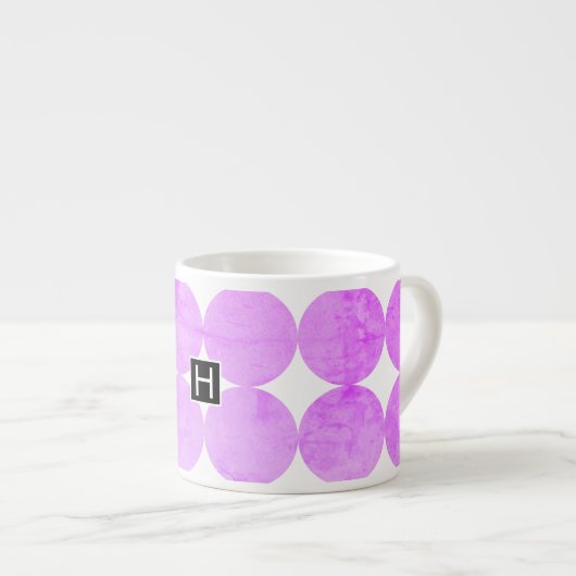 Moderne Lila Kreise | Monogramm Espressotasse (Vorderseite Rechts)