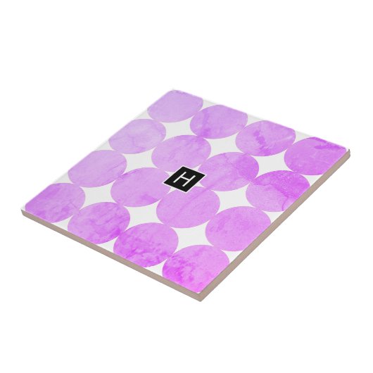 Moderne Lila Kreise | Monogramm Fliese (Seite)