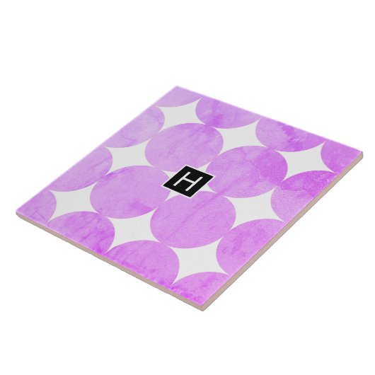 Moderne Lila Kreise | Monogramm Fliese (Seite)