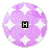 Moderne Lila Kreise | Monogramm Keramikknauf (Vorderseite)