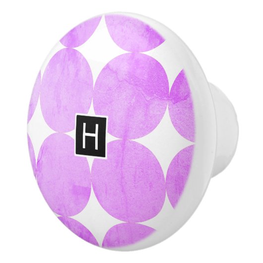 Moderne Lila Kreise | Monogramm Keramikknauf (Rechts)