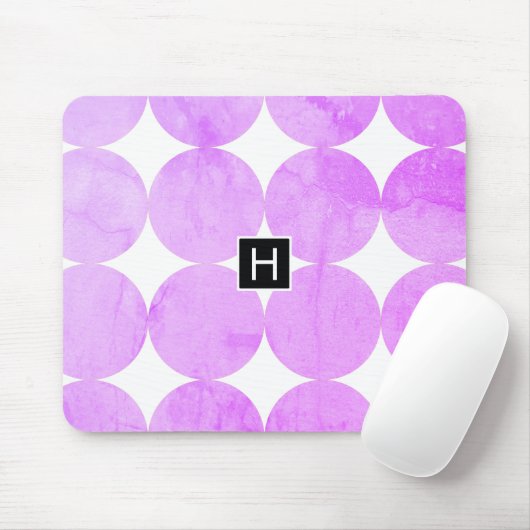Moderne Lila Kreise | Monogramm Mousepad (Mit Mouse)