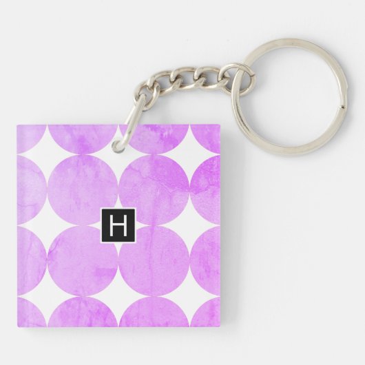Moderne Lila Kreise | Monogramm Schlüsselanhänger (Rückseite)