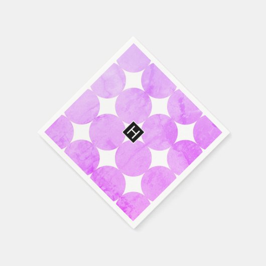 Moderne Lila Kreise | Monogramm Serviette (Ecke)