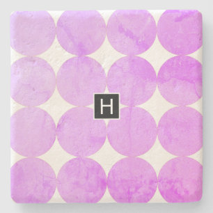 Moderne Lila Kreise Monogramm Steinuntersetzer