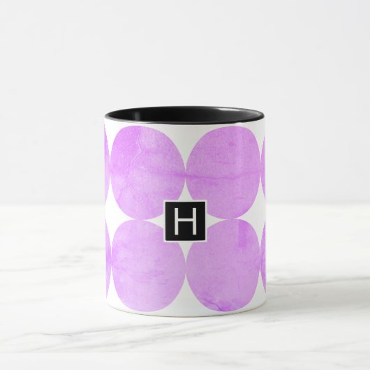 Moderne Lila Kreise | Monogramm Tasse (Zentrum)