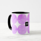 Moderne Lila Kreise | Monogramm Tasse (Vorderseite Links)