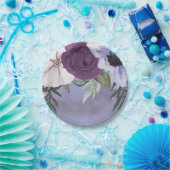 Moderne Lila Lavendel-Wasserfarbenhochzeit Pappteller (Party)
