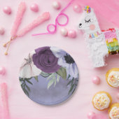 Moderne Lila Lavendel-Wasserfarbenhochzeit Pappteller (Party)