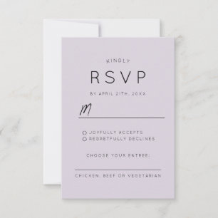Moderne Lila Lavendel Wedding stilvoll RSVP Karte