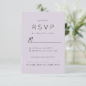 Moderne Lila Lavendel Wedding stilvoll RSVP Karte (Stehend Vorderseite)