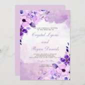 Moderne Lila Lavendelblütenhochzeit Einladung (Vorne/Hinten)