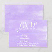 Moderne lila Lavendelwasserfarbenhochzeit RSVP Karte (Vorne/Hinten)