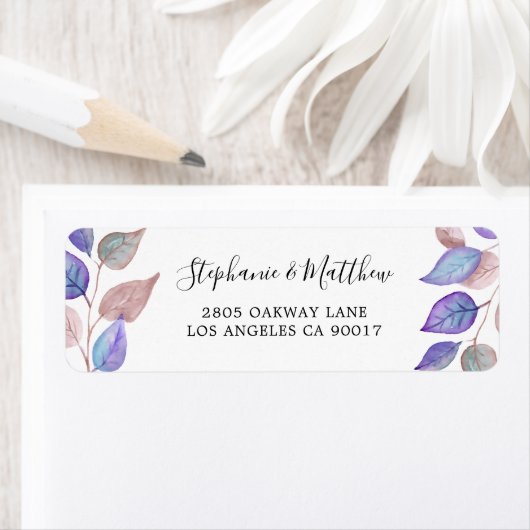 Moderne Lila Leaf-Aquarellfolien (Insitu)