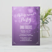 Moderne Lila Leuchten Elegantes Party für die Alte Einladung (Stehend Vorderseite)