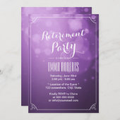 Moderne Lila Leuchten Elegantes Party für die Alte Einladung (Vorne/Hinten)