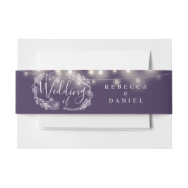 Moderne lila Lichterkette Blumen Hochzeit Einladungsbanderole