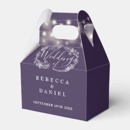 Moderne lila Lichterketten Blumen Hochzeit Geschenkschachtel