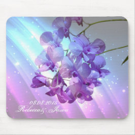 moderne lila lila Orchideenmit blumenhochzeit Mousepad