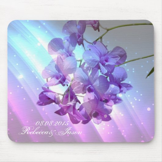 moderne lila lila Orchideenmit blumenhochzeit Mousepad (Vorne)
