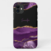 Moderne Lila Lilac Gold Agate Crystal personalisie Case-Mate iPhone Hülle (Rückseite)