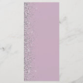 Moderne Lila Lilac Silver Glitzer Wedding Menükarte (Rückseite)