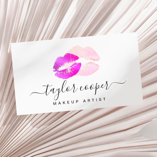 Moderne lila Lippen-Make-up-Künstler Visitenkarte