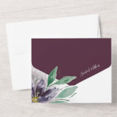 Moderne Lila Lotus Wasserfarbe Handgemalt All In One Einladung (Rückseite)