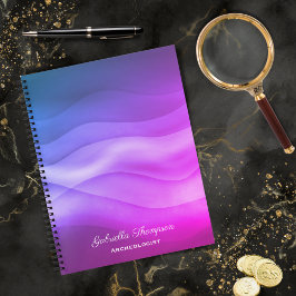 Moderne Lila Magenta Abstrakte Waves Notizblock