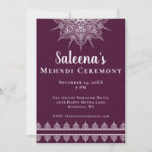 Moderne Lila Mandala Mehndi Zeremonie Einladung (Vorderseite)