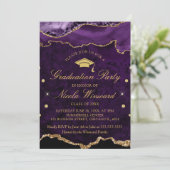 Moderne Lila Marble Agate Graduation Party Einladung (Stehend Vorderseite)