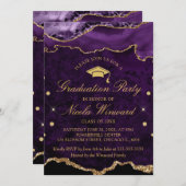 Moderne Lila Marble Agate Graduation Party Einladung (Vorne/Hinten)